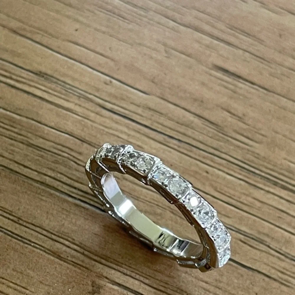Snake Bone wedding Band 18K White Gold Plated Sterling Silver